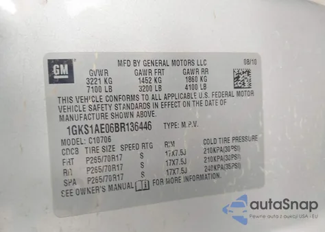 2011 GMC Yukon Sle from USA, damaged, VIN 1GKS1AE06BR136446